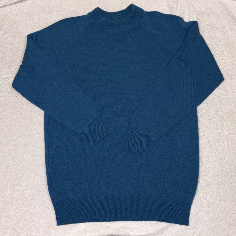 Moffat weavers pure new wool mock turtleneck blue Sweater size 12 86cm 34”